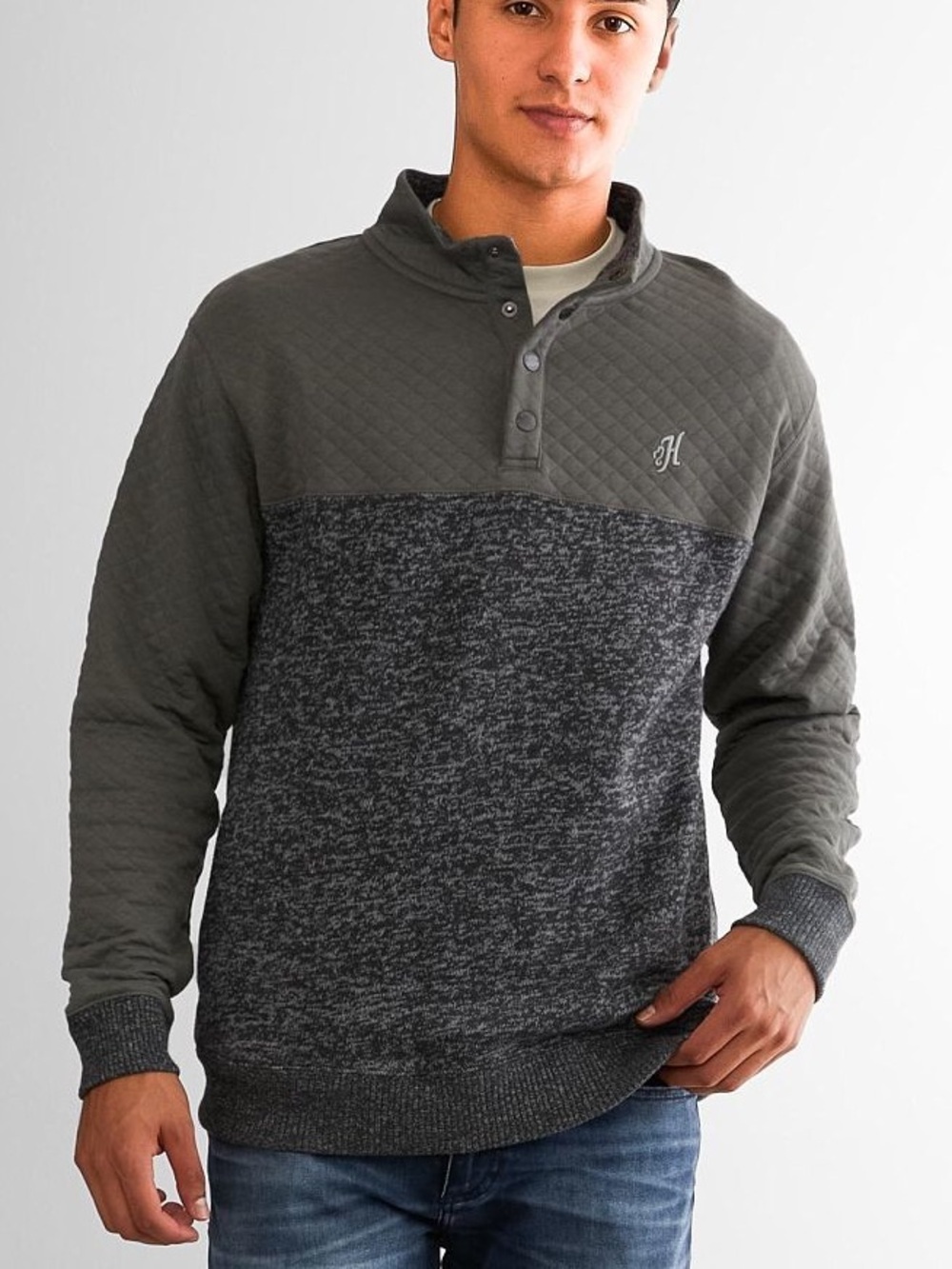 Hooey Men’s Stevie 1/4 Snap Pullover Charcoal Grey | Size M